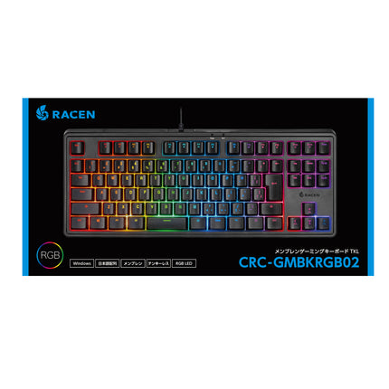 RACEN メンブレンゲーミングキーボードTKL（91キー）ブラック  [CRC-GMBKRGB02]