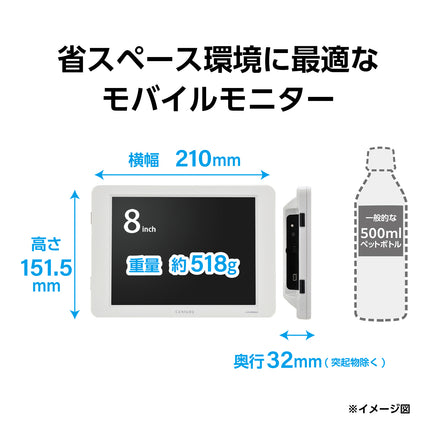 8インチUSB接続サブモニター plus one  （グレイッシュホワイト）［LCD-8000U2WV2］
