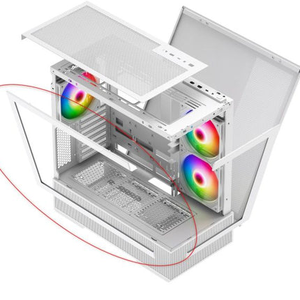 【 RACEN ATX対応 ピラーレス PCケース AQCESS 専用 】側面ガラスパネル　ホワイト　[ PCASE01WH_SG ]