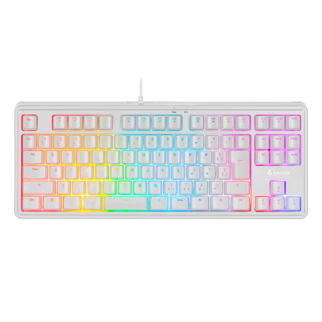 RACEN メンブレンゲーミングキーボードTKL（91キー）ホワイト [CRC-GMBKRGB02WT]